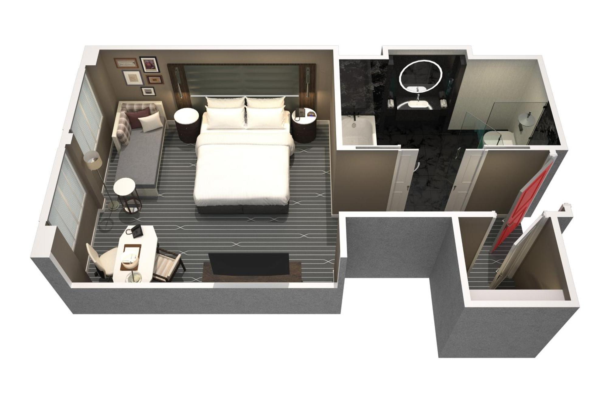 悉尼海德公园喜来登大酒店 外观 照片 A typical room layout of a hotel room